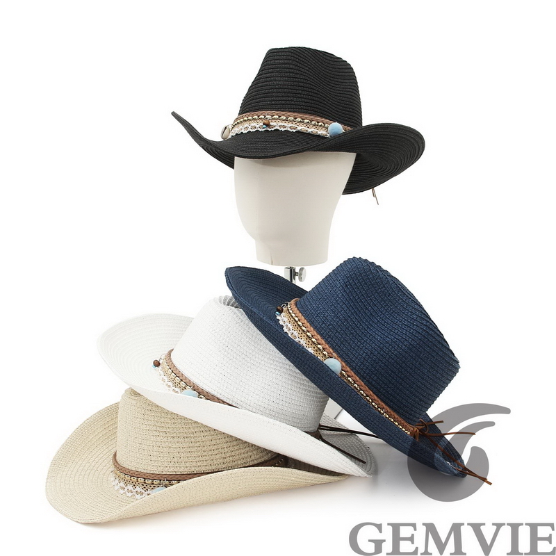 Cowboy Hat Straw - GEMVIE 4-цветная ретро-шляпа из соломки для
